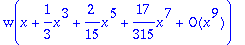 w(series(1*x+1/3*x^3+2/15*x^5+17/315*x^7+O(x^9),x,9))