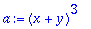 a := (x+y)^3