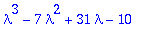 lambda^3-7*lambda^2+31*lambda-10