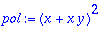 pol := (x+x*y)^2